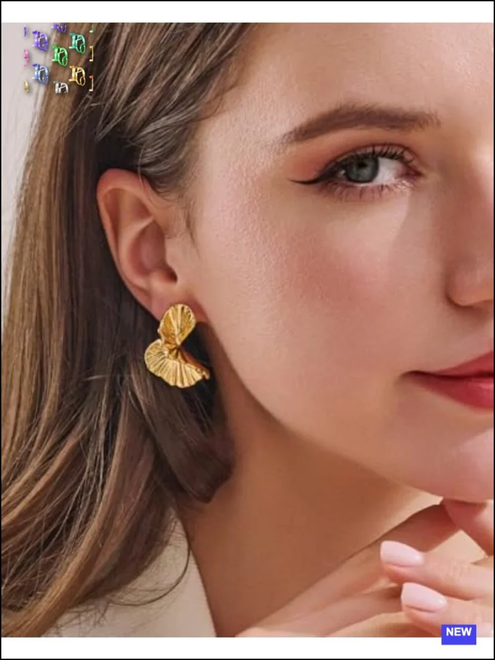Gold Statement Flower Dangle Earrings Women Trendy Boho